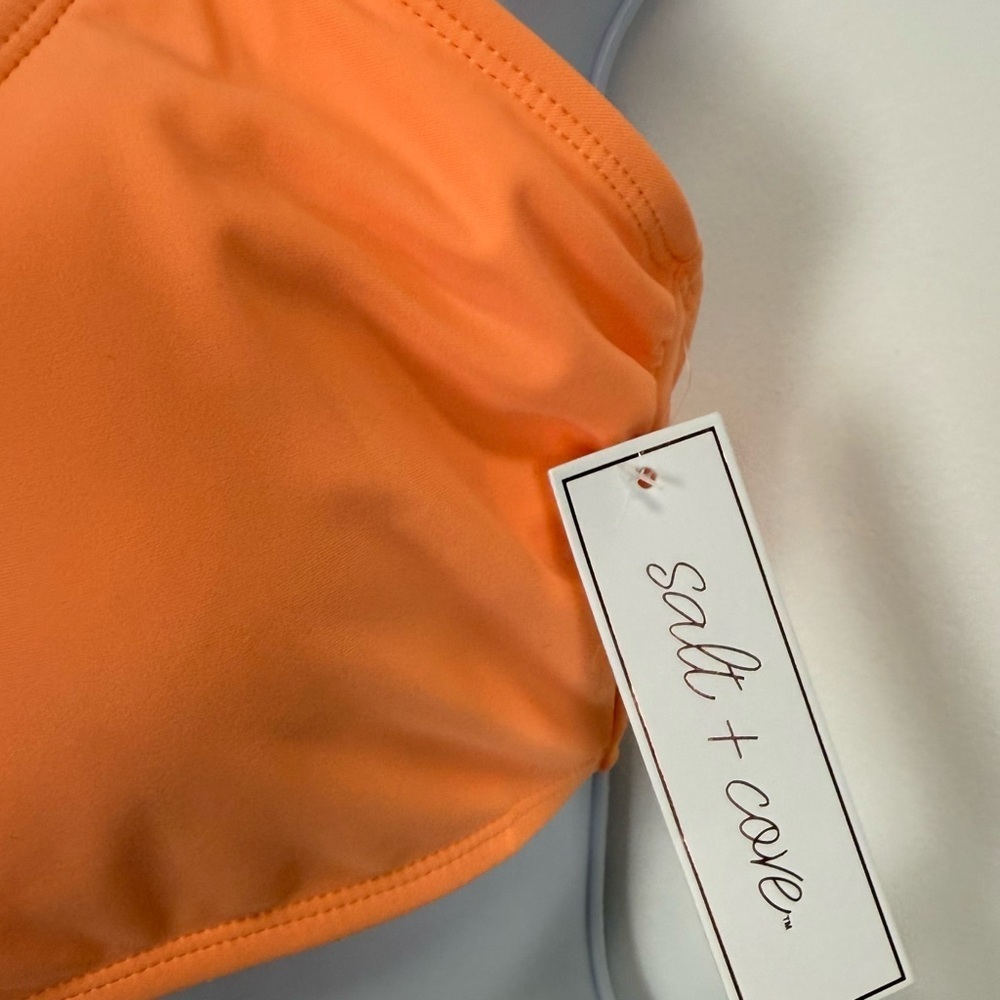 Salt + Cove Bikini Top Juniors Size XL Orange Ruffle Swim Tie Back NWT - Picture 3 of 8